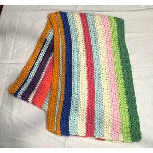 Mer-Sea Striped Crochet Scarf Colorful‎ Knit Acrylic Soft Cozy Winter Accessory